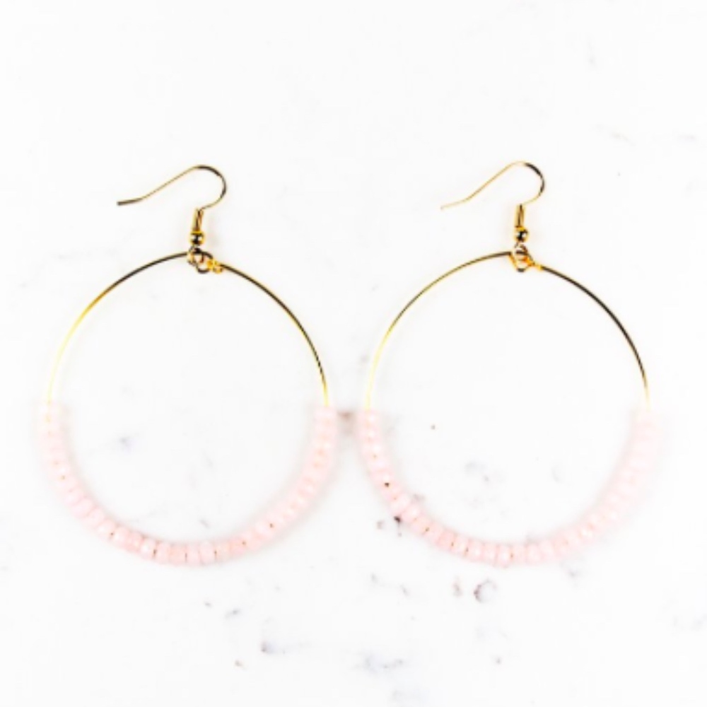 Beaded Gold Hoop Earring